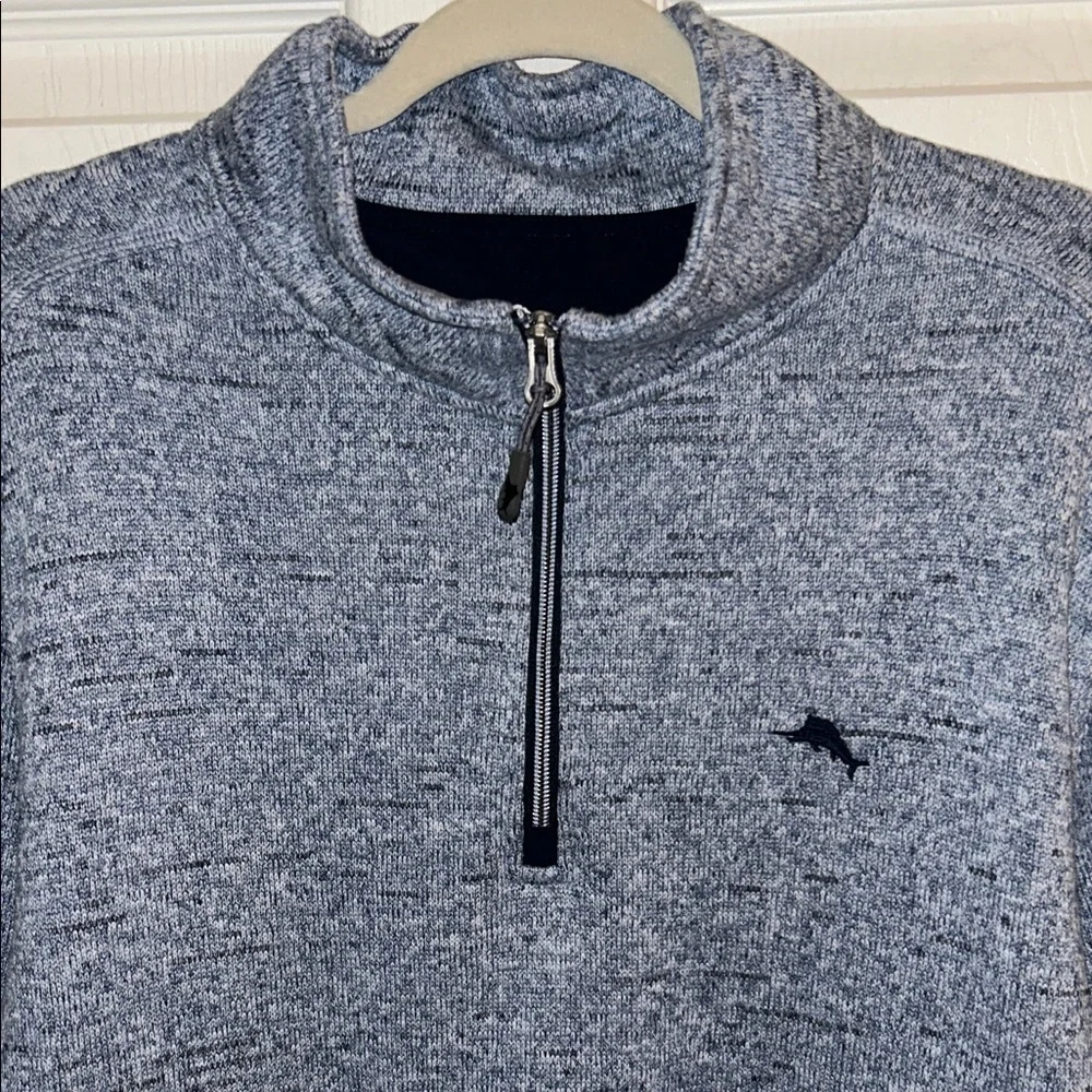 Tommy Bahama Mens‎ Glacier Bay Heathered Blue Quarter Zip Pullover Size XL - Picture 2 of 11